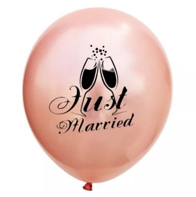 Ballons en latex Just Married rose
