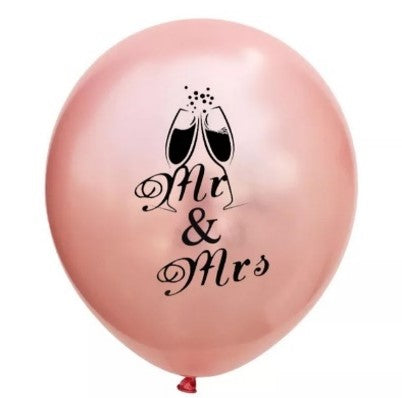 Ballons en latex Mr&Mrs rose