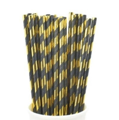 Pailles noir/or rayées