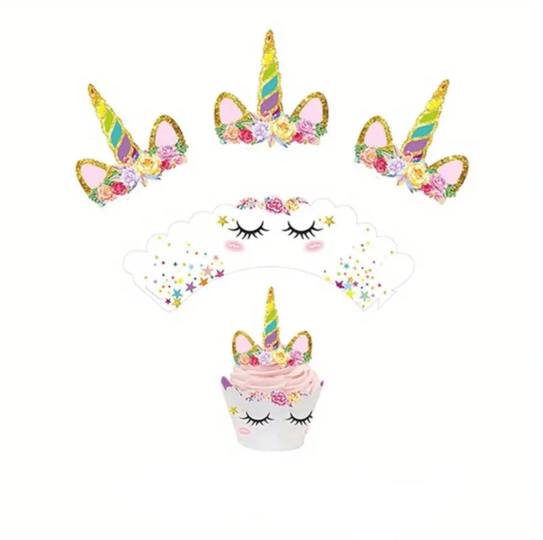 Habillages + décorations cupcake Licorne