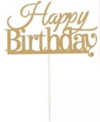 Décoration gâteau Happy Birthday or