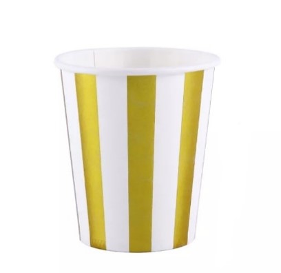 Gobelets rayés or/blanc