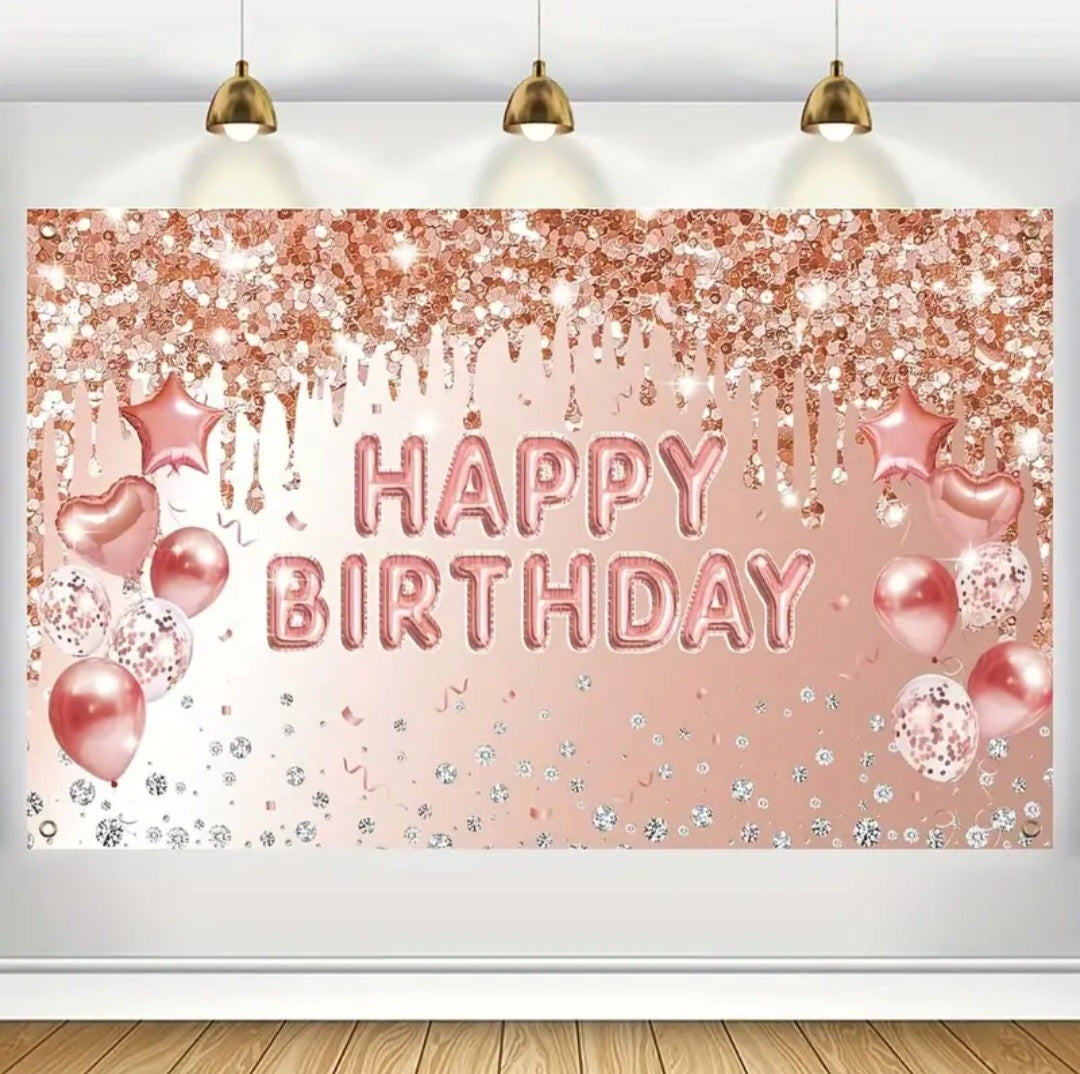 Toile de fond Happy Birthday rose or