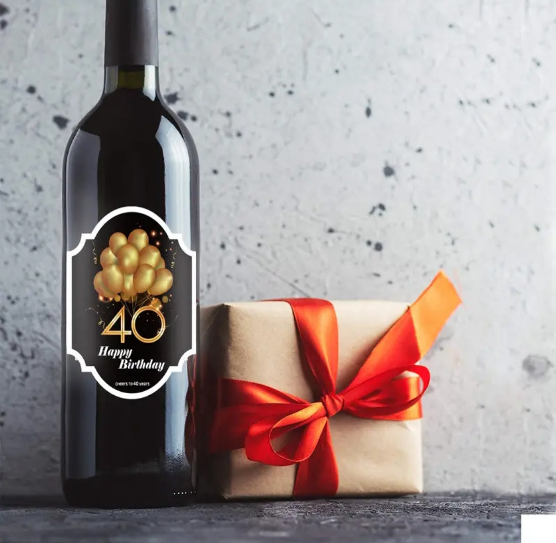 Etiquettes pour bouteille Happy Birthday 40