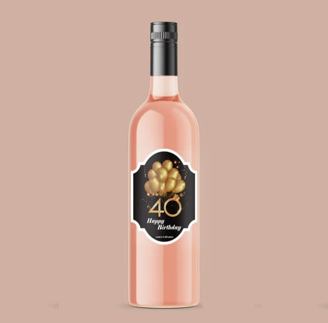 Etiquettes pour bouteille Happy Birthday 40