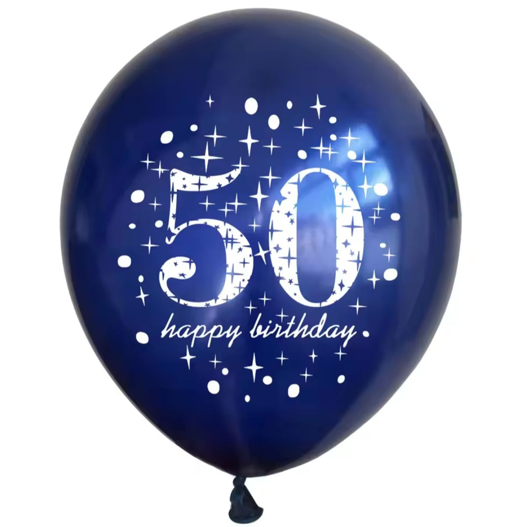 Ballons en latex Happy Birthdax 50 bleus
