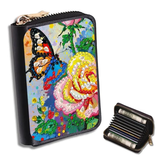 Porte-monnais fleur et papillon