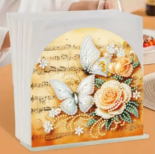 Porte-serviettes papillons et roses