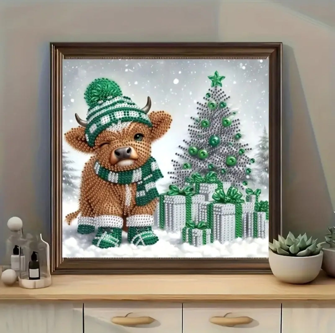 Tableau vache et sapin