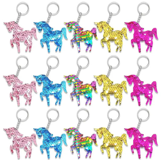 Porte-clés licorne à paillettes