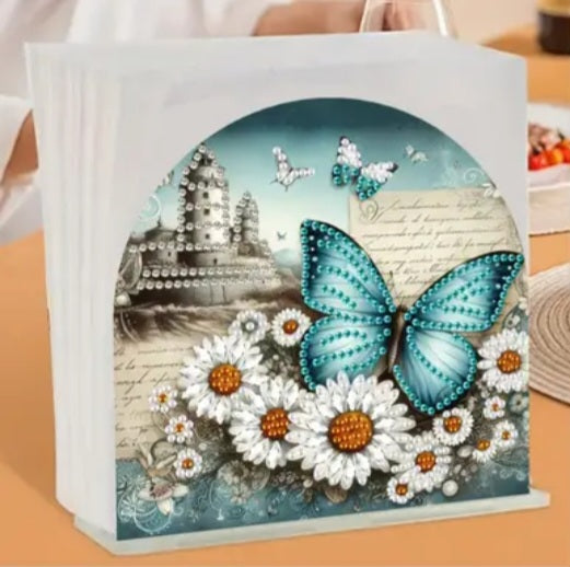 Porte-serviettes papillon et marguerites