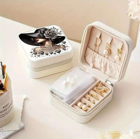 Boîte à bijoux dame chapeau noir